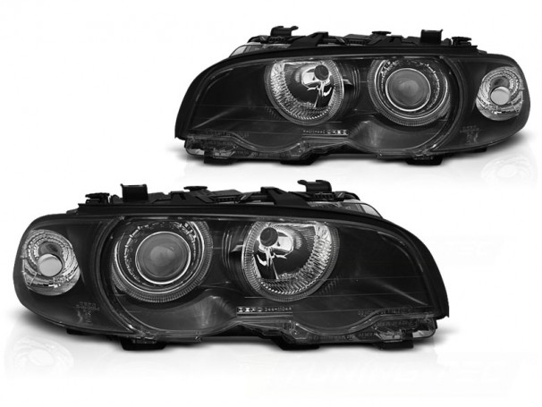 LAMPY PRZEDNIE ANGEL EYES BLACK BMW E46 04.99-03 COUPE CABRIO - Oswietlenie  tuningowe – Lampy samochodowe - Zawieszenia sportowe - AB Tuning